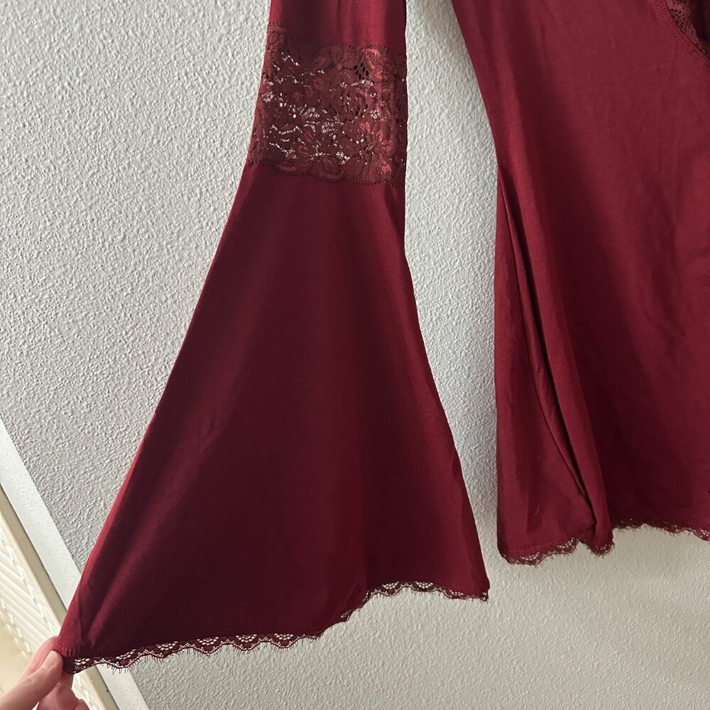NWT Widow Dolls Kill Whispering Wind Romper XL Burgundy Goth Punk Witchy - Picture 2 of 7